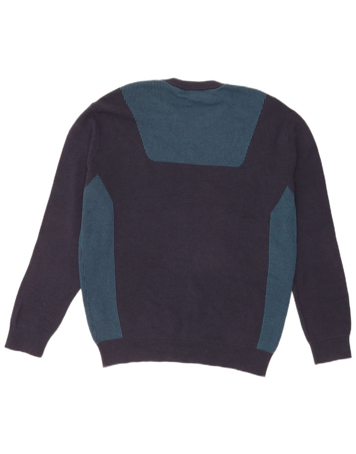 Suéter masculino Lacoste com gola redonda tamanho 4 médio azul marinho colorblock
