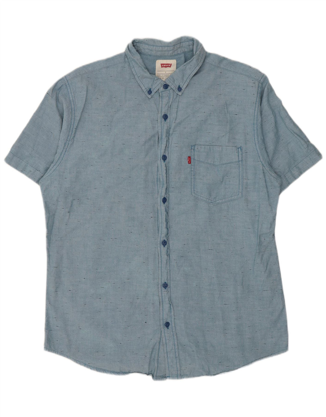 Camisa masculina de manga curta Levi's grande algodão manchado azul