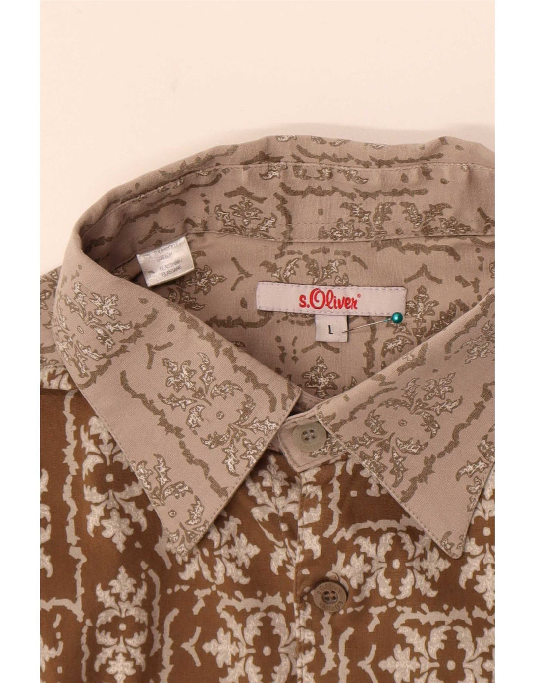Camisa masculina S.Oliver grande algodão floral marrom