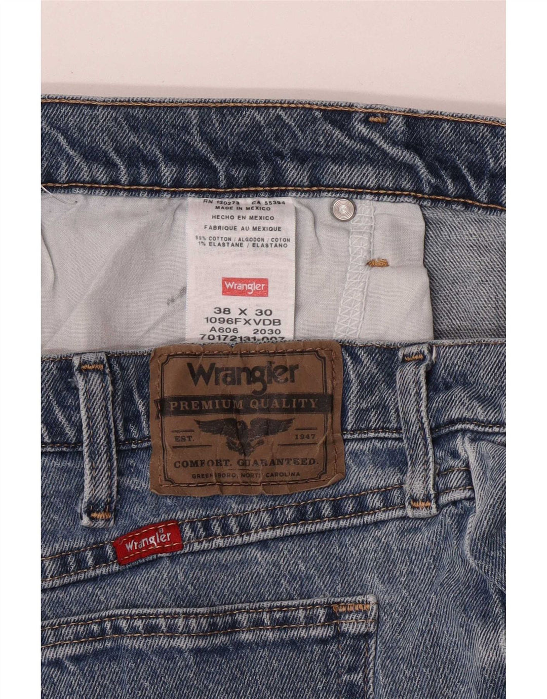 Wrangler Mens Straight Jeans W38 L30 Azul Algodão