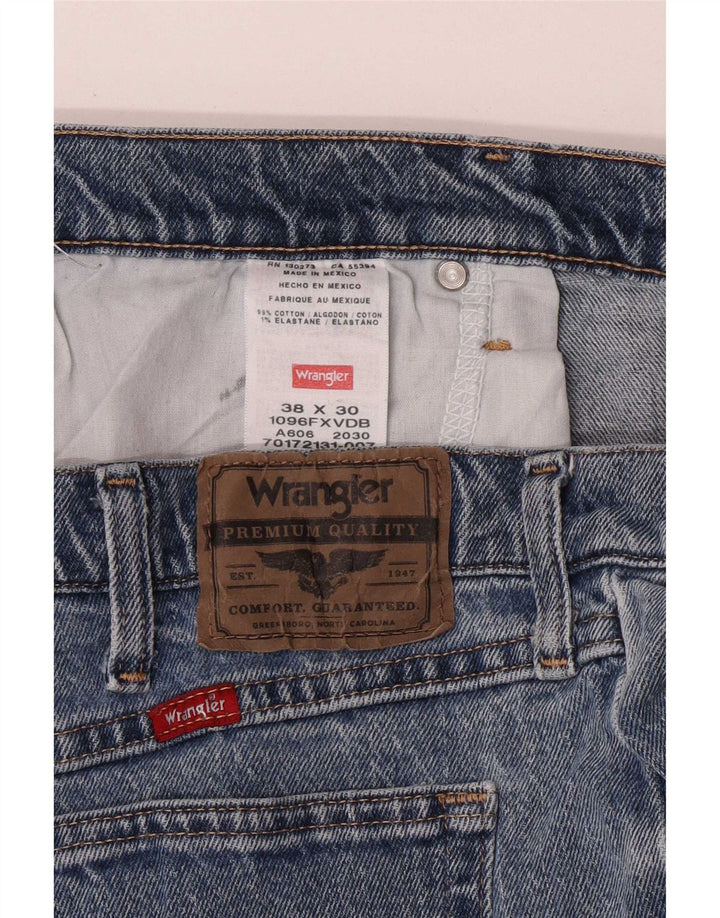 Wrangler Mens Straight Jeans W38 L30 Azul Algodão