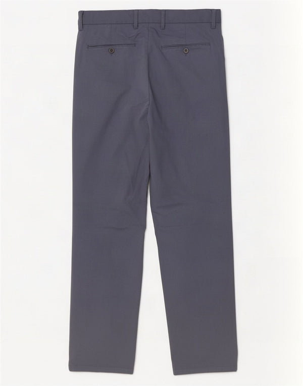 Calça chino reta masculina Marks & Spencer W32 L31 algodão azul marinho