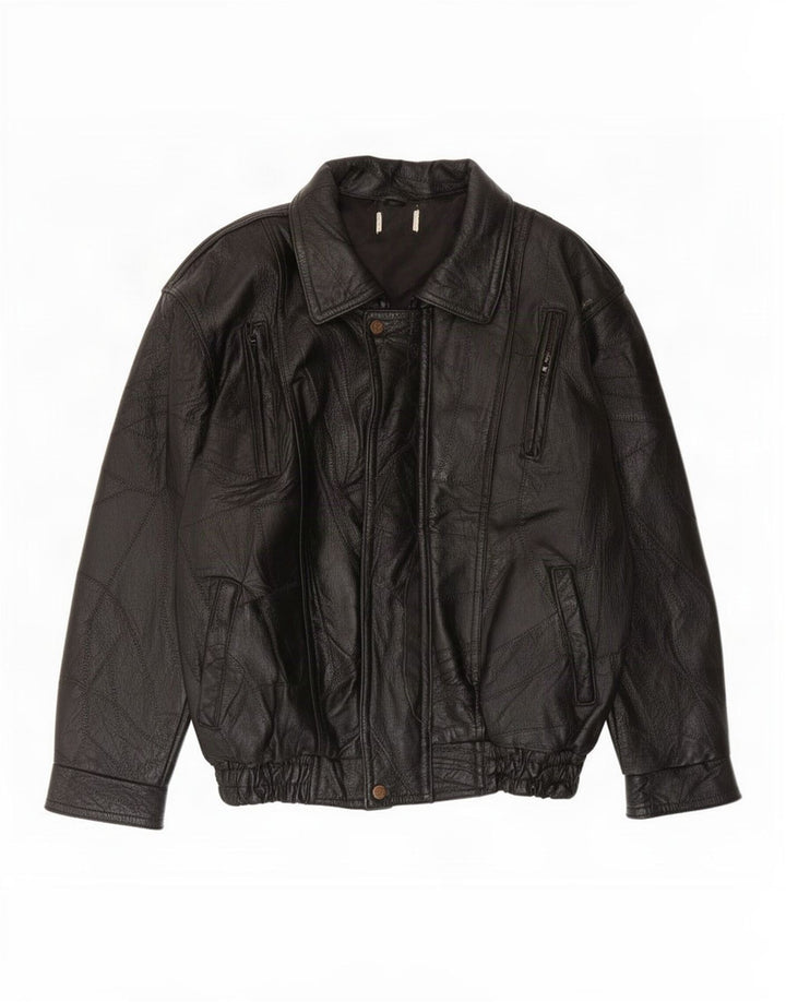 Jaqueta de couro masculina vintage UK 38 média preta