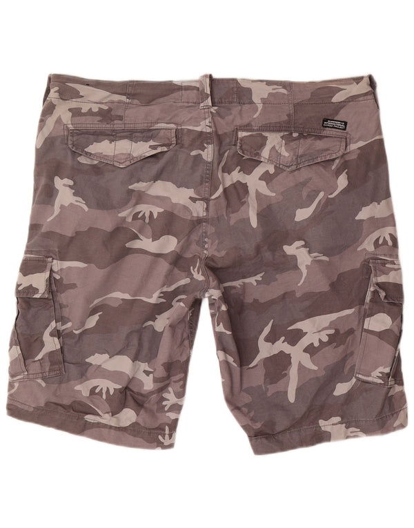 Superdry Mens Cargo Shorts W38 XL Cinza Camuflagem Algodão