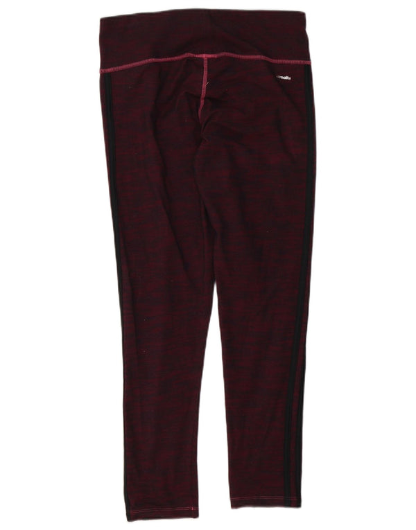 Adidas Womens Climalite Leggings UK 12/14 Médio Roxo Flecked Algodão