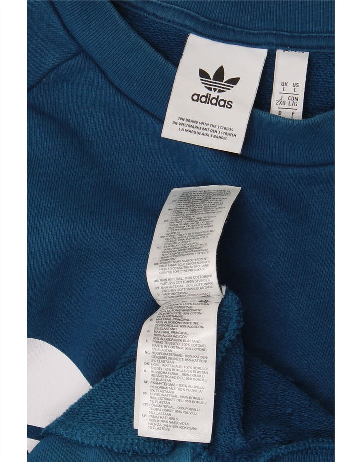 ADIDAS Mens Graphic Moletom Jumper Grande Algodão Azul