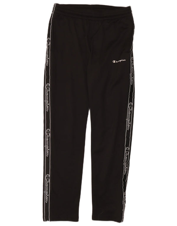 Calça de treino masculina Champion Graphic pequena preta de poliéster
