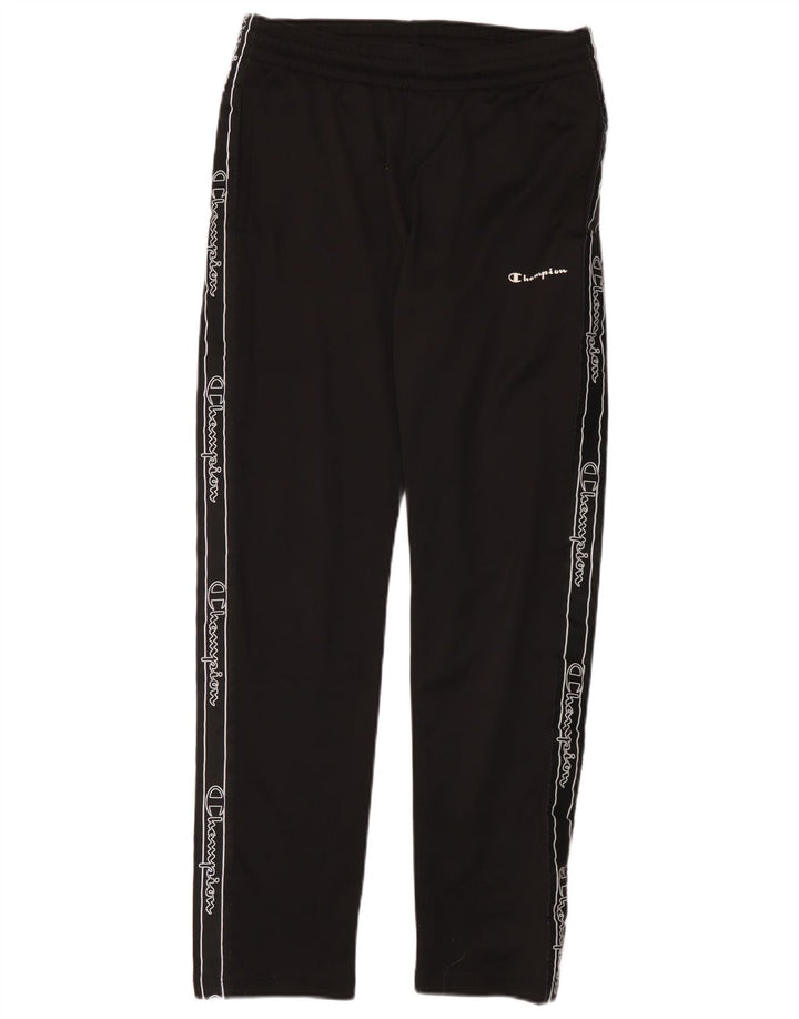 Calça de treino masculina Champion Graphic pequena preta de poliéster