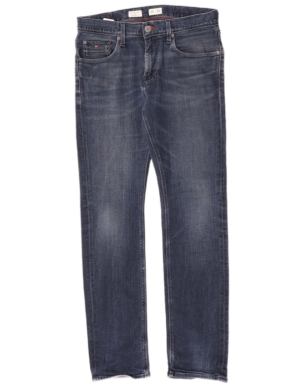 Tommy Hilfiger Masculino Denton Straight Jeans W33 L34 Azul Algodão