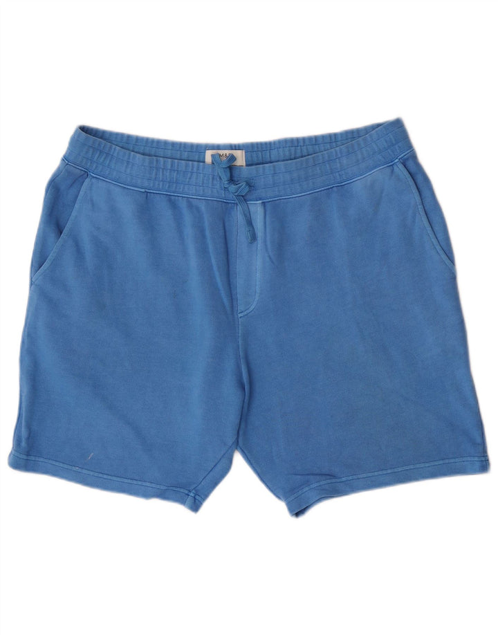Shorts esportivos masculinos de ajuste regular da Marks & Spencer XL azul algodão