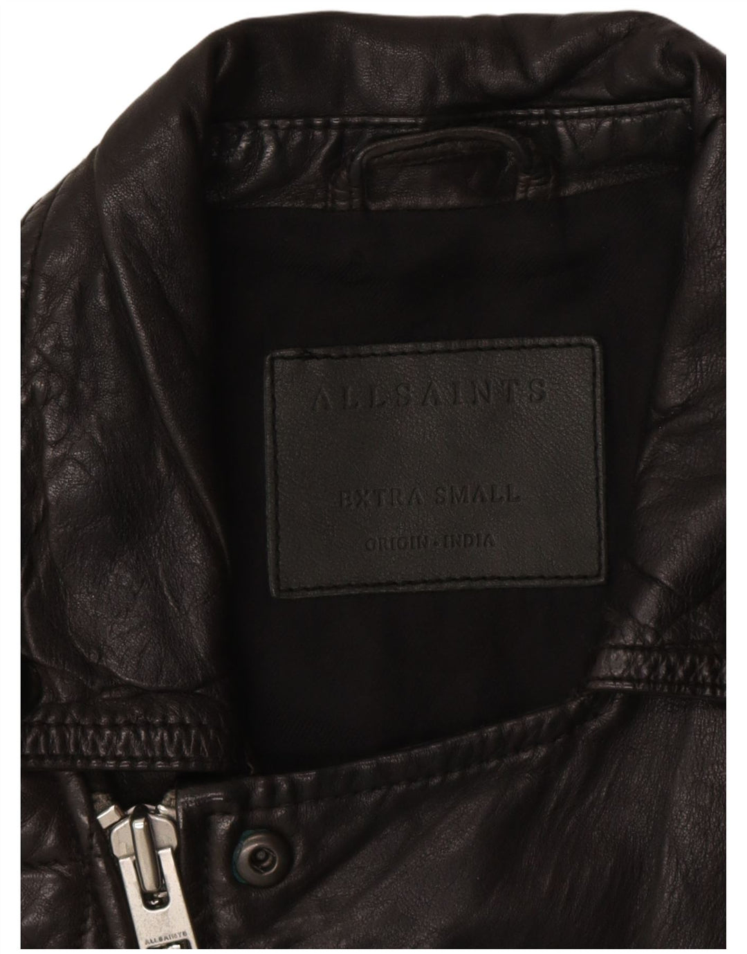 Jaqueta masculina de couro para motociclista All Saints Reino Unido 36 motociclista pequeno de couro preto