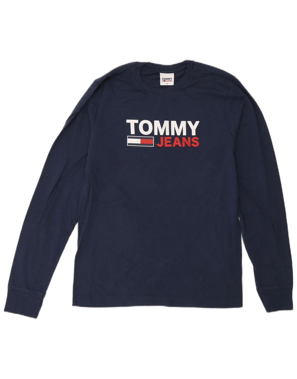 Tommy Hilfiger Camiseta masculina gráfica manga comprida XS azul marinho algodão