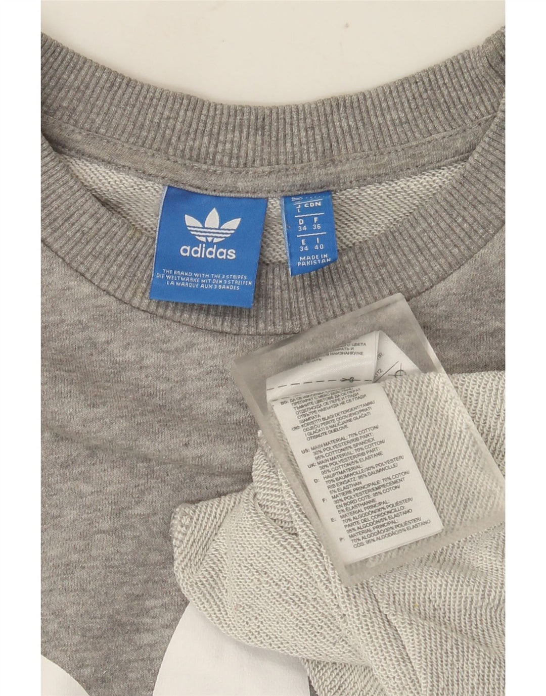 Adidas feminino gráfico moletom jumper UK 8 pequeno cinza colorblock
