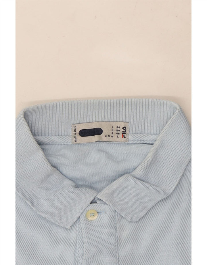 Camisa polo masculina de manga comprida FILA grande azul