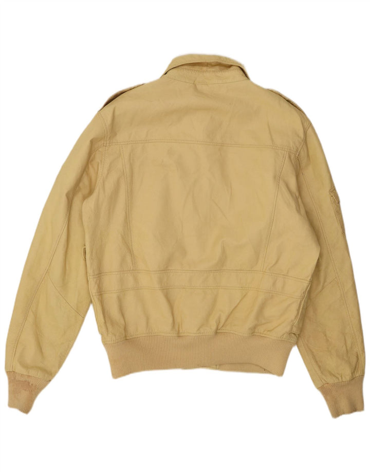 Jaqueta de couro masculina vintage IT 50 grande couro amarelo