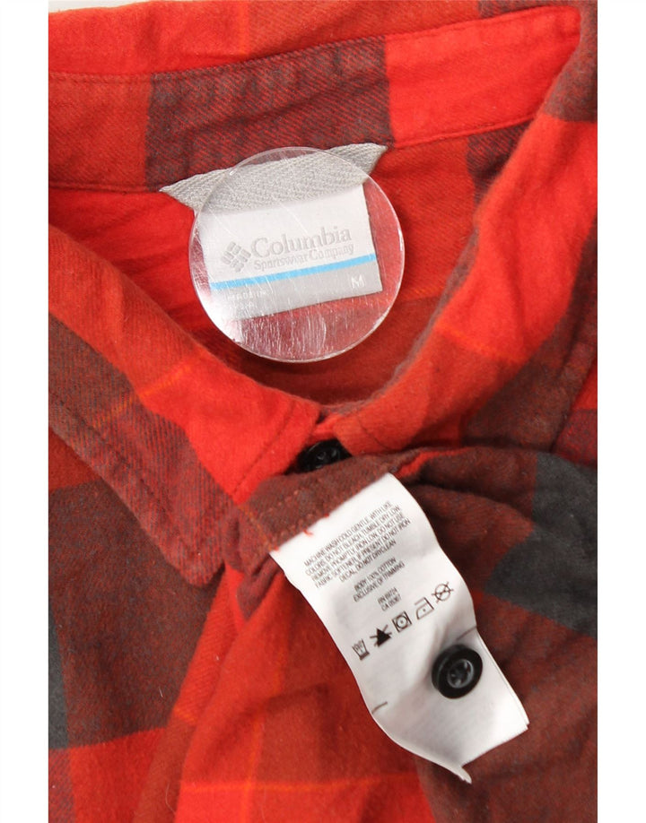 Columbia Camisa masculina de flanela vermelha média algodão guingão