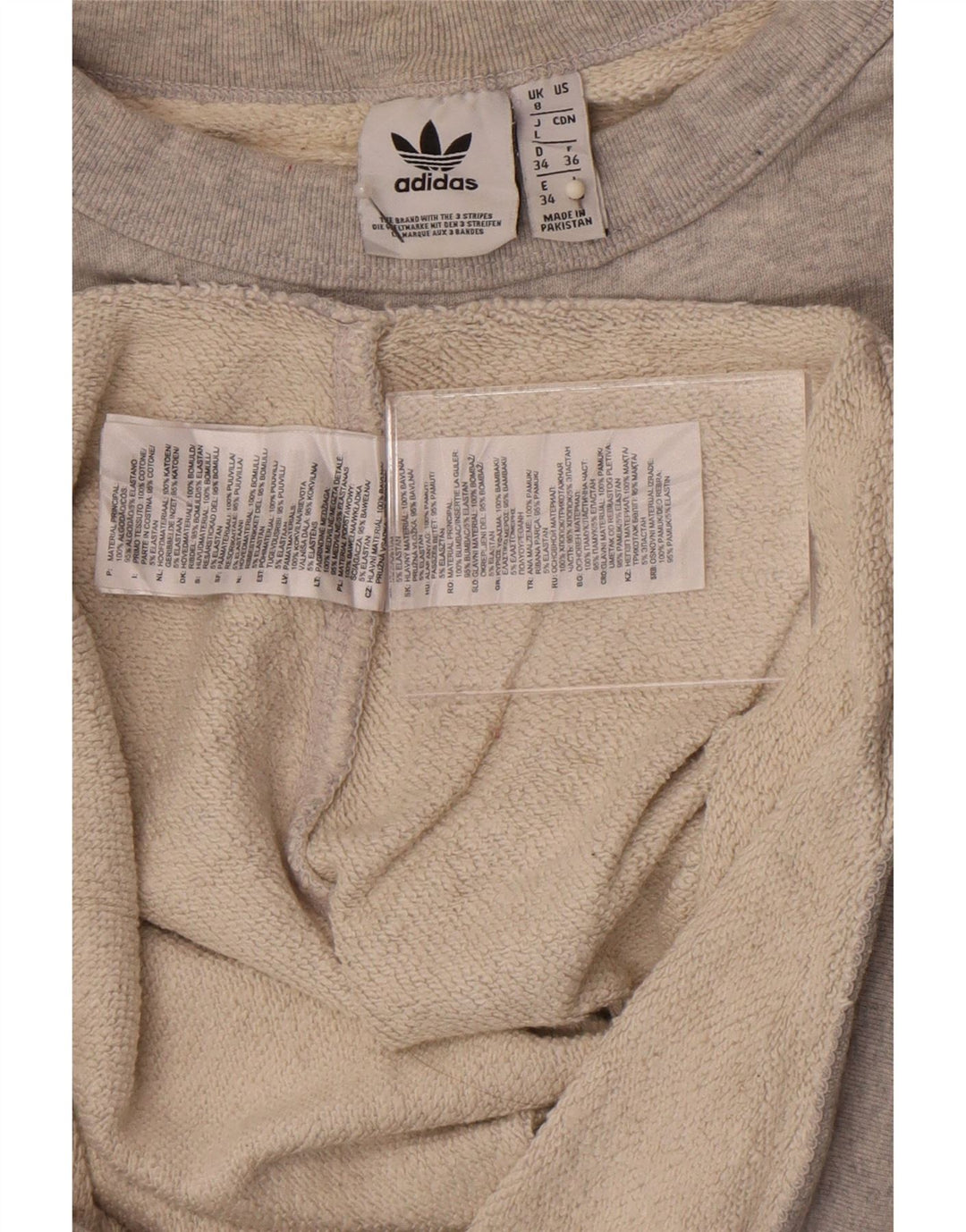 Adidas feminino oversized moletom jumper reino unido 8 pequeno cinza manchado algodão