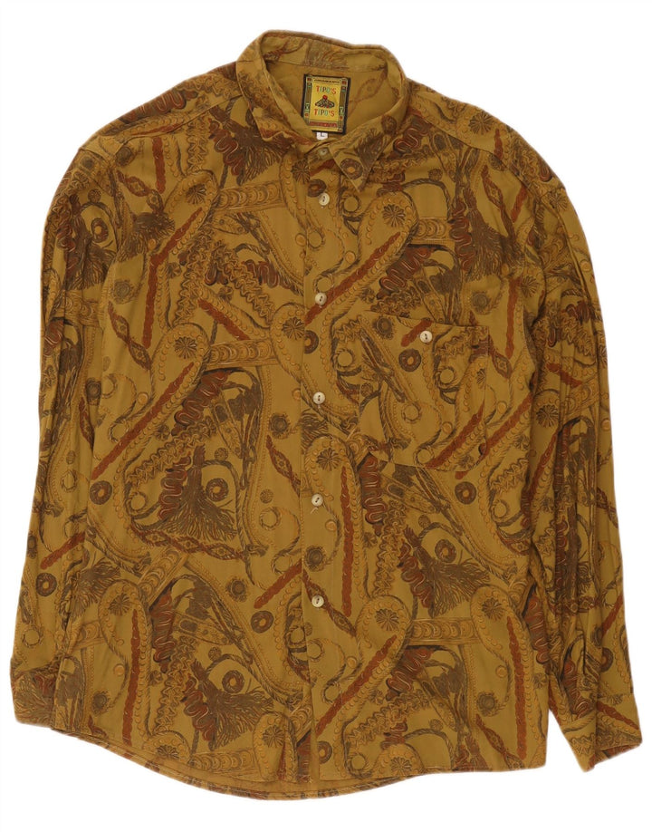 Camisa gráfica masculina Tipo'S grande viscose cáqui