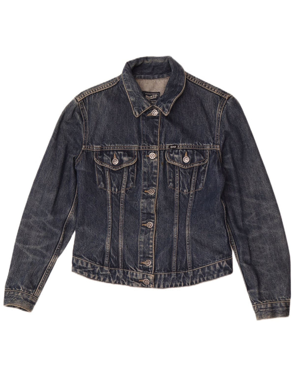 Jaqueta jeans feminina Gas Gas UK 12 algodão azul médio