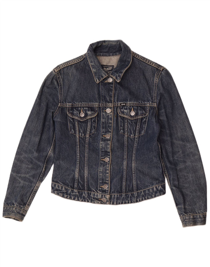 Jaqueta jeans feminina Gas Gas UK 12 algodão azul médio