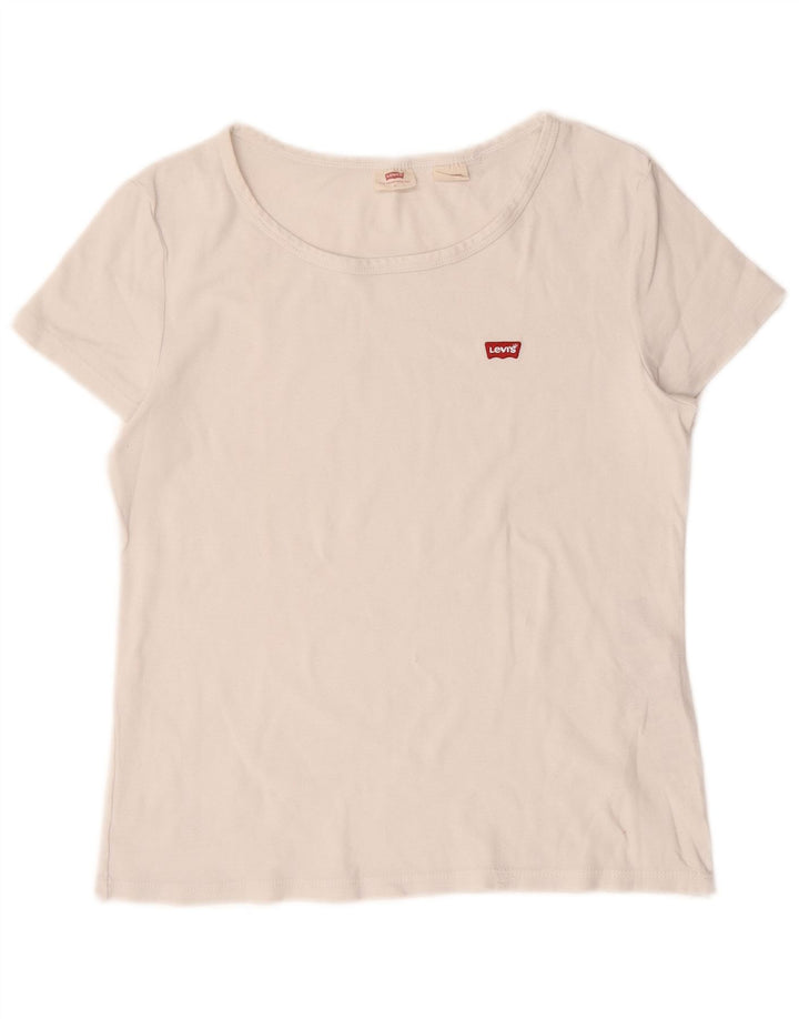 Camiseta feminina Levi's UK 14 grande algodão branco