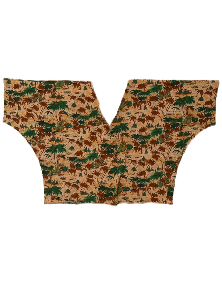 Top curto feminino vintage UK 12 médio havaiano multicolorido