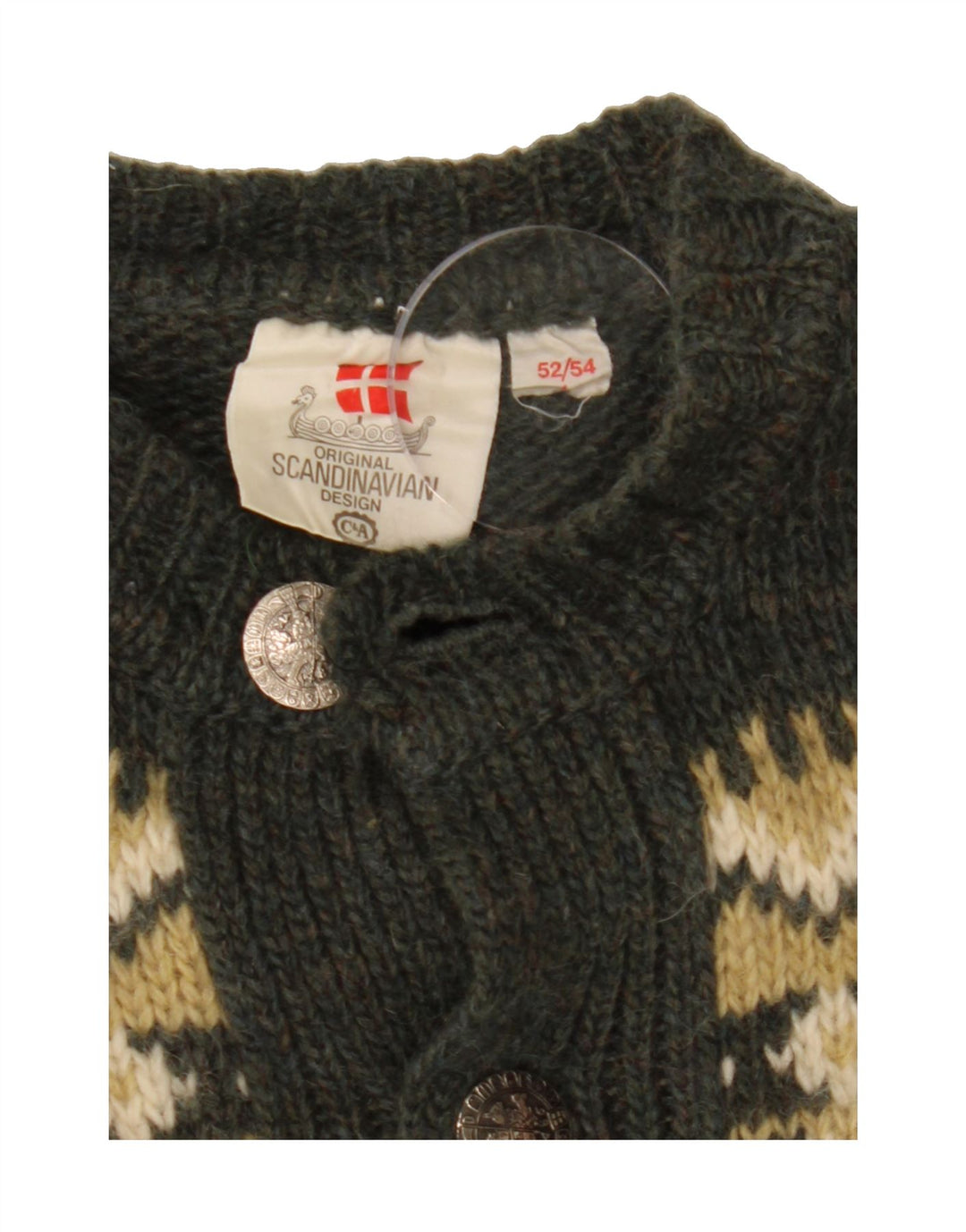 Suéter cardigã masculino C&A IT 52/54 grande cáqui lã Fair Isle