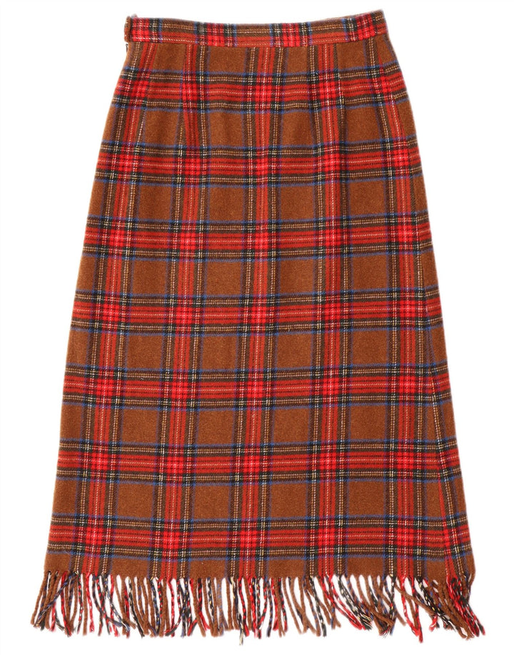 Saia vintage feminina linha A W26 pequena xadrez marrom