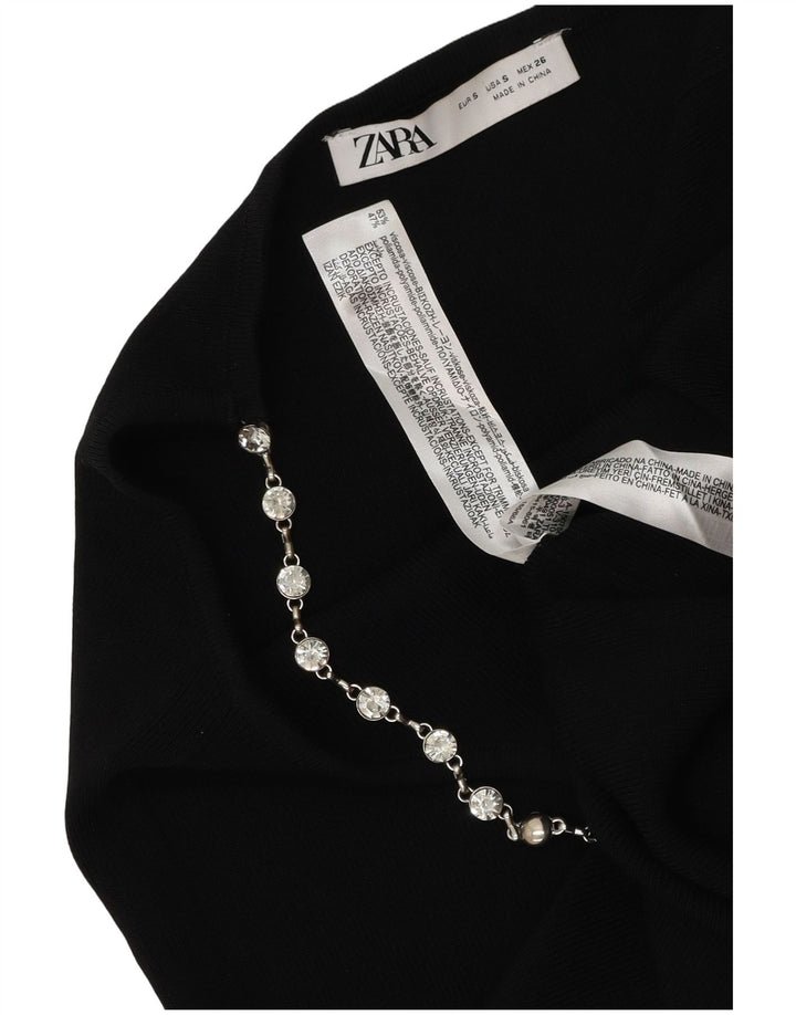 Vestido feminino Zara de um ombro Reino Unido 10 pequeno preto viscose