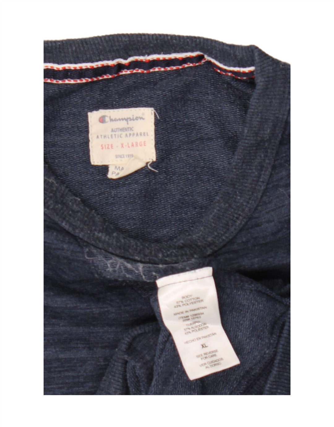 CHAMPION Mens Sweatshirt Jumper XL Navy Blue Pinstripe Cotton Vintage Champion and Second-Hand Champion from Messina Hembry 