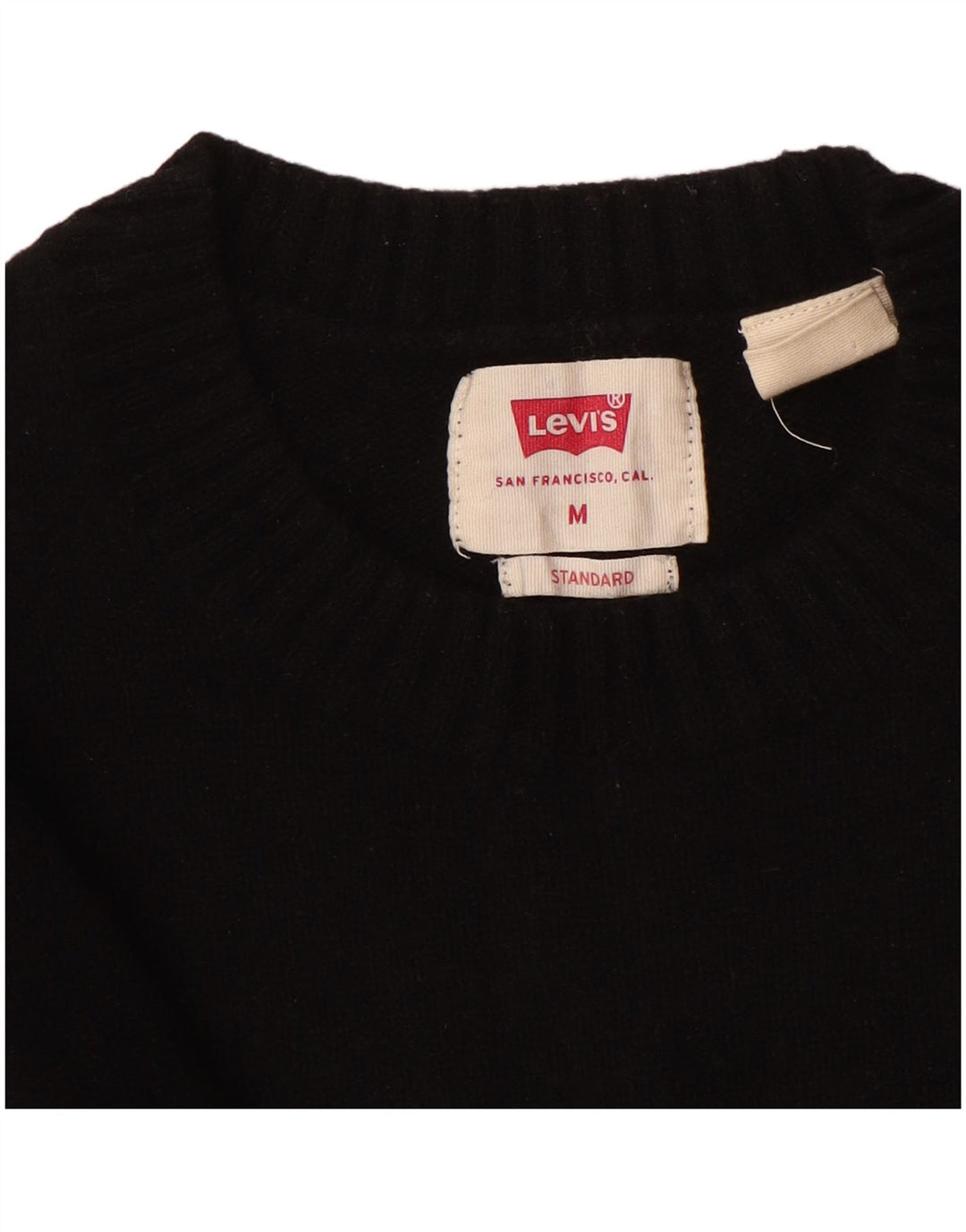Suéter masculino Levi's Standard com gola redonda, lã preta média