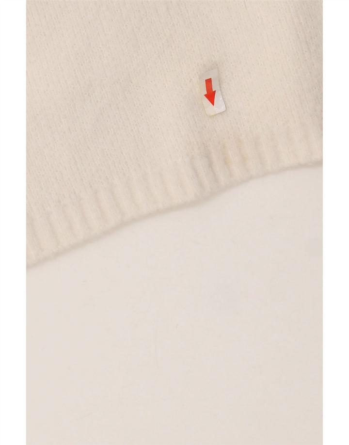 Suéter feminino Zara com gola redonda e gola redonda, Reino Unido 14, médio, branco, nylon