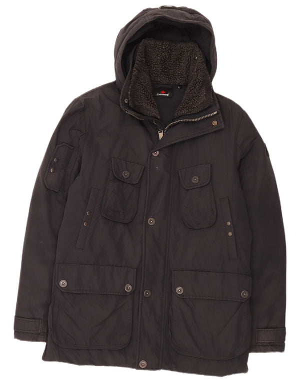 Jaqueta masculina acolchoada com capuz Canadiens IT 48 algodão preto médio
