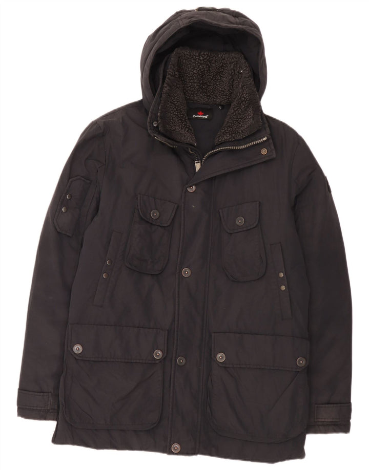 Jaqueta masculina acolchoada com capuz Canadiens IT 48 algodão preto médio