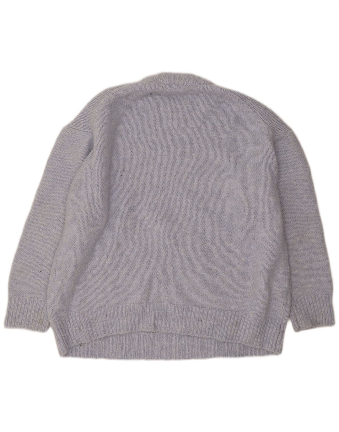Zara Suéter feminino oversized com gola redonda Reino Unido 18 XL azul poliéster