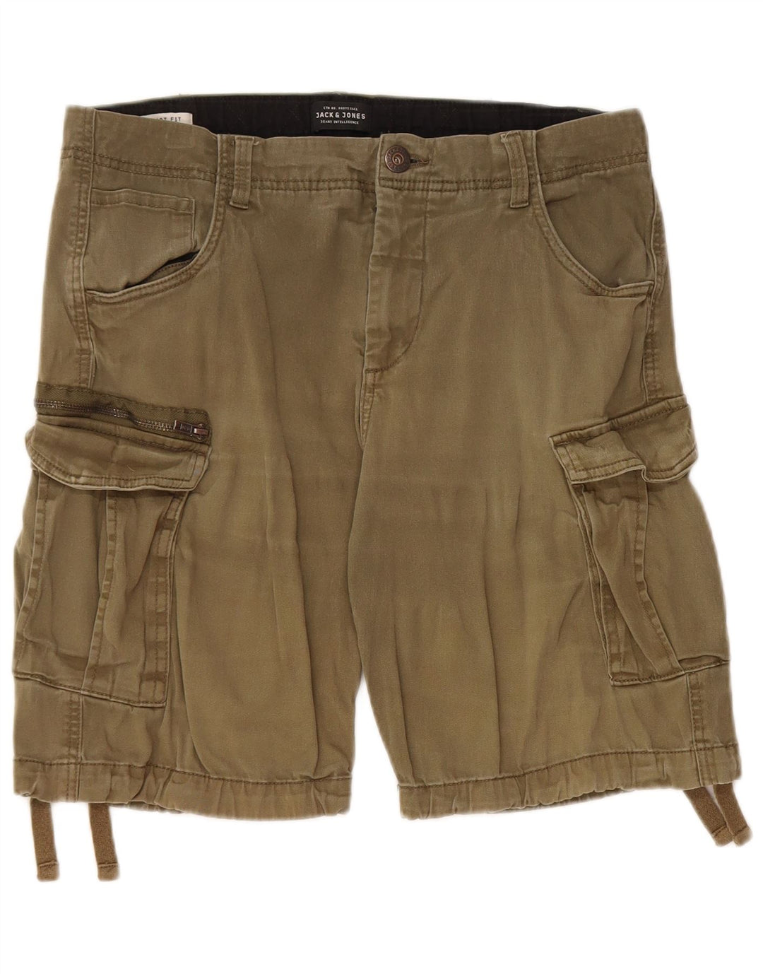 Shorts cargo masculino Jack & Jones grande W34 algodão cáqui