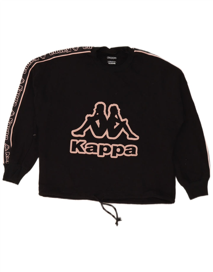 Kappa feminino Tezenis gráfico moletom jumper UK 16 grande preto