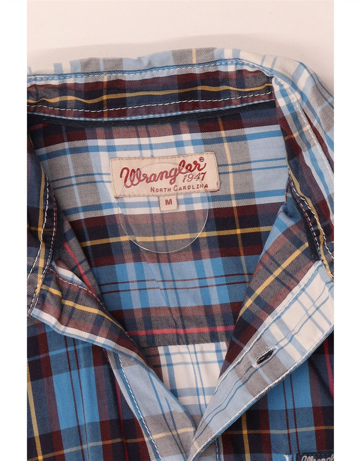 Camisa masculina de flanela Wrangler xadrez azul médio