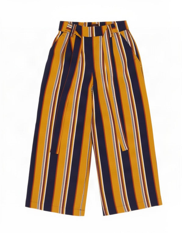 Calça feminina Zara com perna larga XS W24 L23 listrada multicolorida