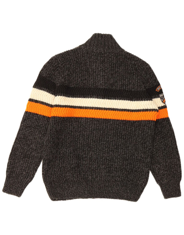 Suéter masculino Superdry com zíper e gola 2XL acrílico listrado cinza