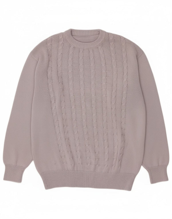 Suéter feminino vintage com gola redonda UK 18 XL algodão roxo