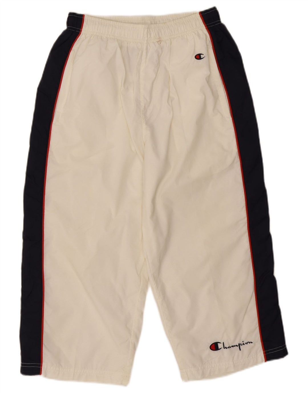 Calça de treino masculina Capri Champion pequena branca colorblock nylon