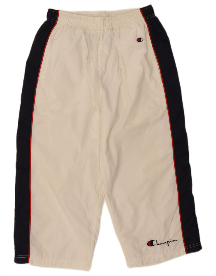 Calça de treino masculina Capri Champion pequena branca colorblock nylon