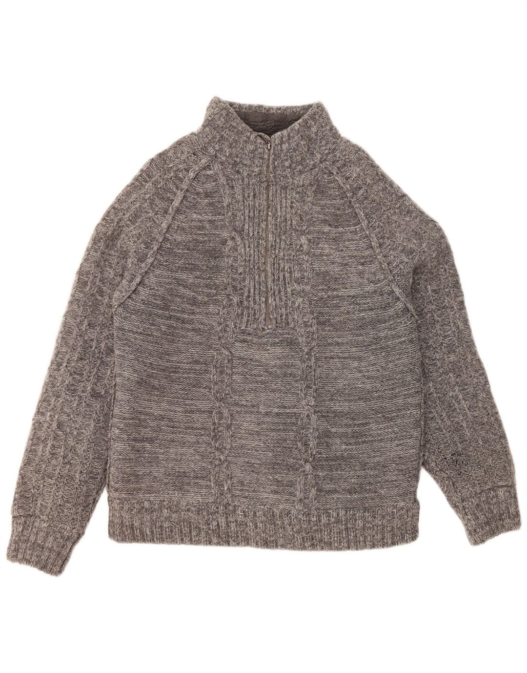 Suéter masculino FAT FACE com zíper e gola em lã de carneiro cinza grande