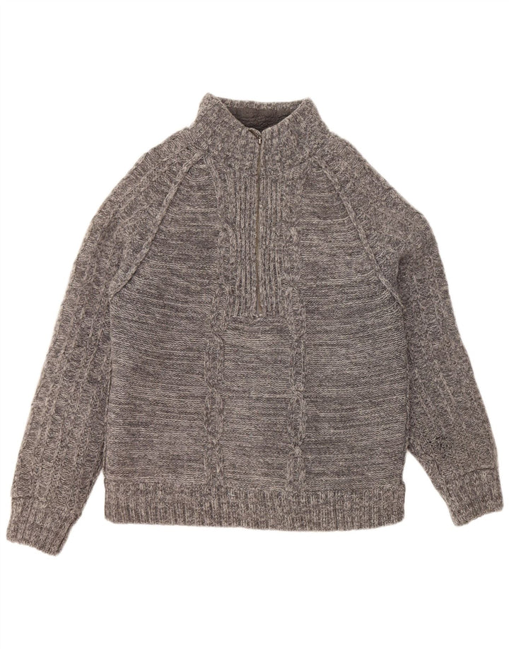 Suéter masculino FAT FACE com zíper e gola em lã de carneiro cinza grande