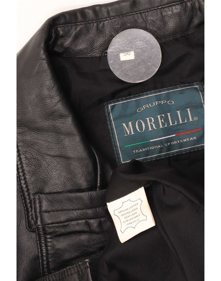 Casaco de couro masculino Morelli IT 56 3XL preto