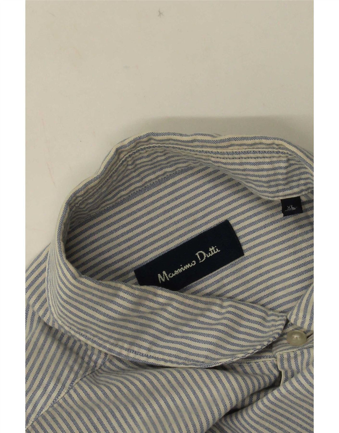 Camisa masculina Massimo Dutti XL risca de giz azul
