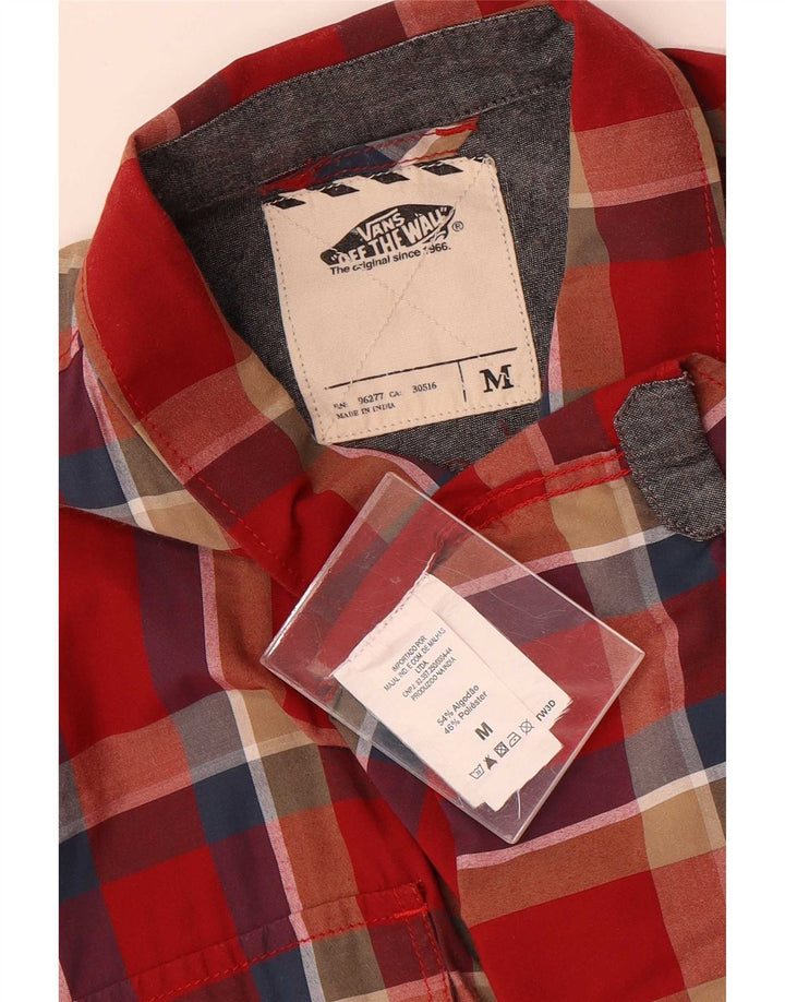 Camisa masculina Vans manga curta médio vermelho xadrez algodão