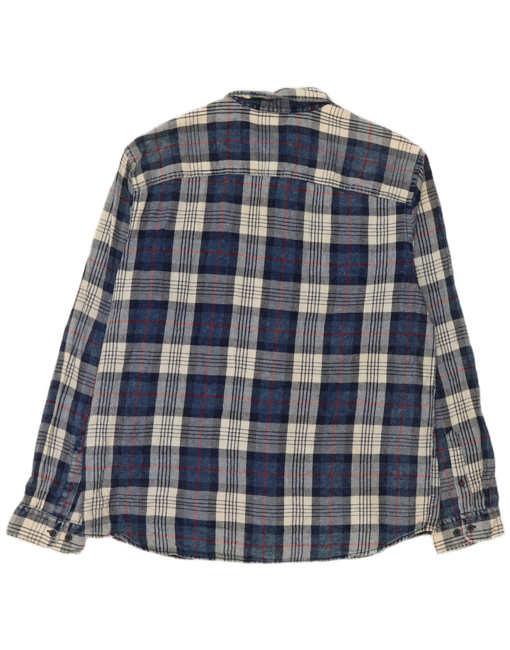 Camisa masculina de flanela JACK & JONES 2XL algodão xadrez azul