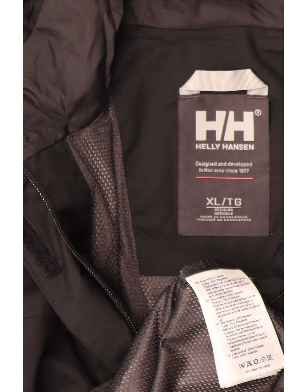 Jaqueta de chuva com capuz feminina Helly Hansen UK 18 XL poliéster preto